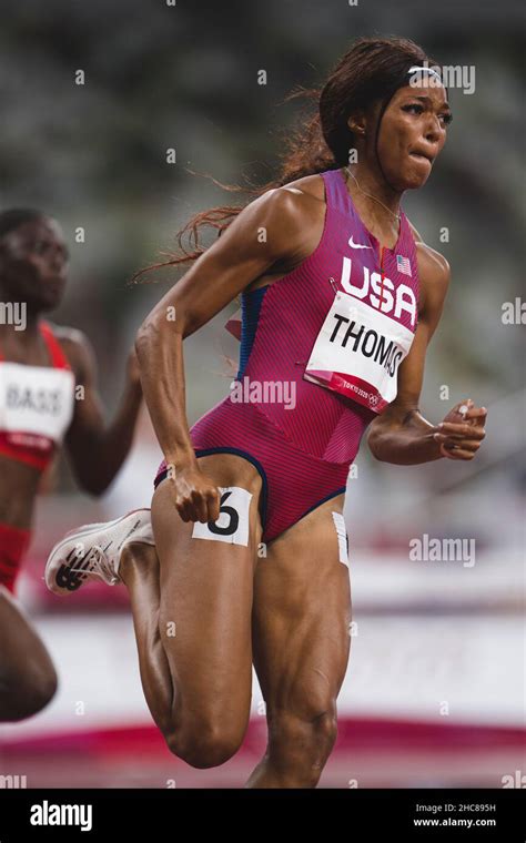 Gabrielle Thomas participating in the semi-final of the 200 meters of the Tokyo 2020 Olympic ...