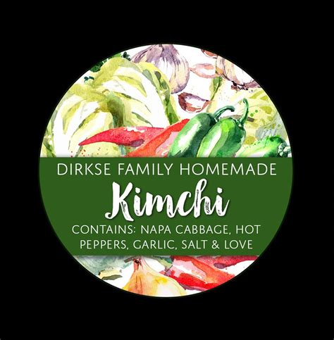 Customized Kimchi Label Watercolor Style Canning Jar Label | Etsy