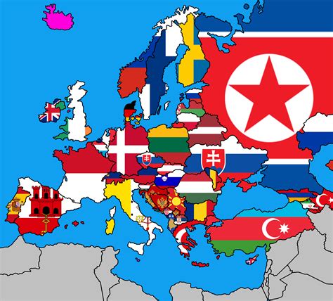 A flag map of Europe but each flag is determined on which country they share the shortest land ...