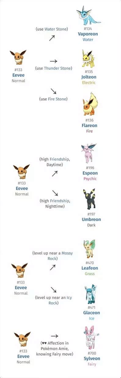 Pokemon Evolution Chart Eevee