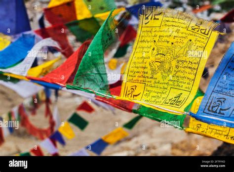 Tibetan Buddhism prayer flags lungta Stock Photo - Alamy