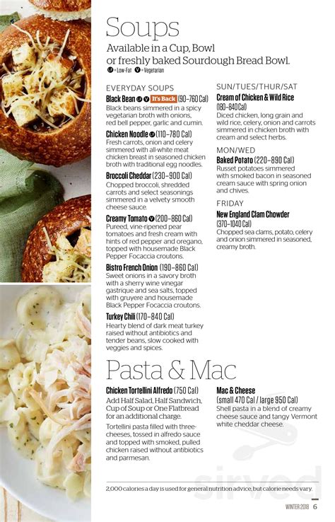 Panera Bread Printable Pdf Menu