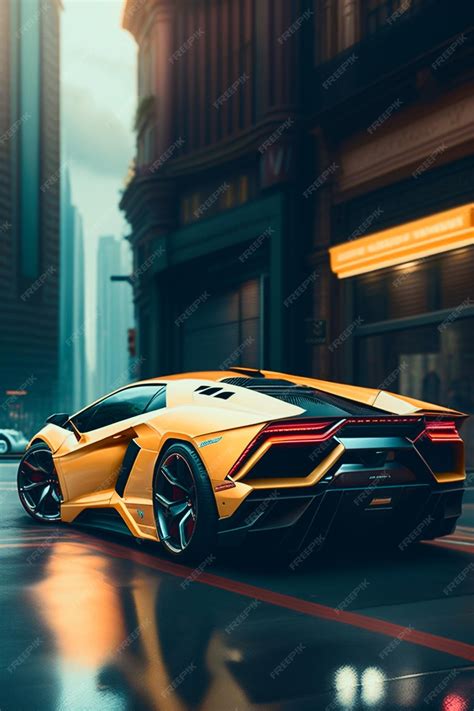 Premium AI Image | A Lamborghini car with yellow color