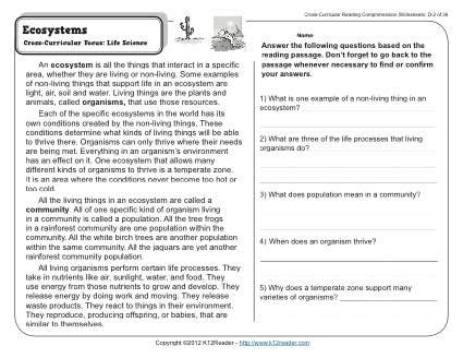 Ecosystem Worksheet Pdf - Kid Worksheet Printable