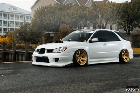 Subaru WRX Station Wagon Sporting Gold Custom Painted Rims by Rotiform ...