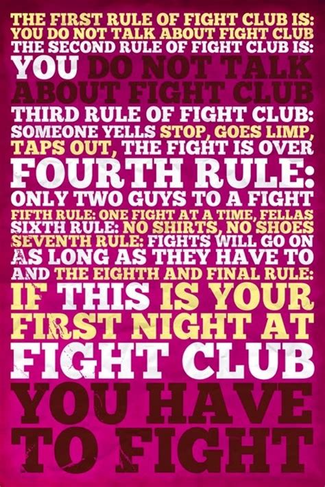 The Eight Rules of Fight Club | Fight club rules, Fight club, Fight club quotes