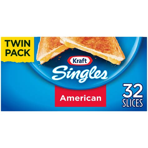 Kraft Singles American Cheese Slices Twin Pack, 32 ct Pack - Walmart.com - Walmart.com