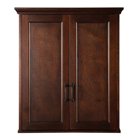 Wall Cabinet Adjustable Shelves Mahogany Hardware Wood Two Doors ...