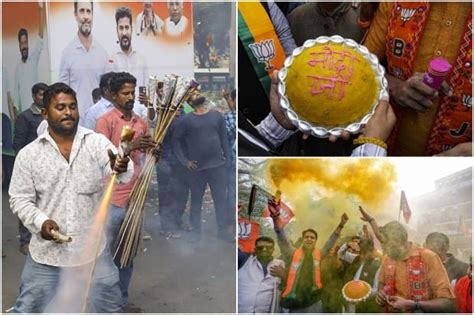 Assembly Elections 2023 | BJP supporters go on celebration spree as party leads in MP, Rajasthan ...