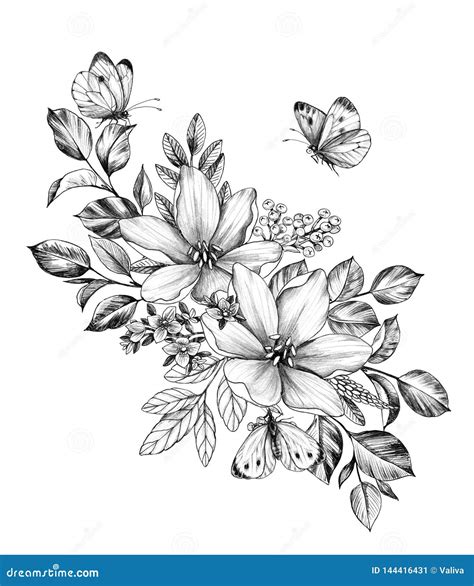 Bunch Flowers Pencil Drawing Stock Illustrations – 452 Bunch Flowers Pencil Drawing Stock ...