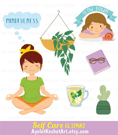 Self care clipart set. Cute clipart bundle of wellbeing and | Etsy