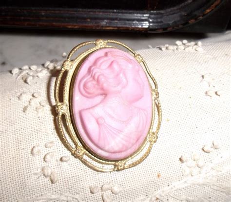 Antique Pink Cameo Brooch