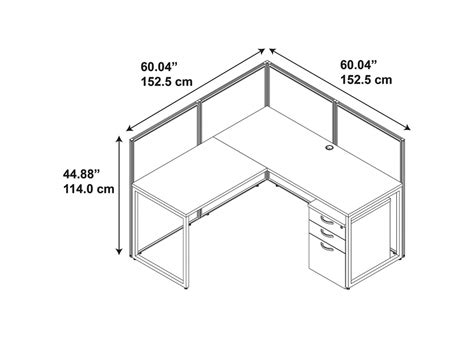 60x60 L Shape Cubicle Workstation with Storage