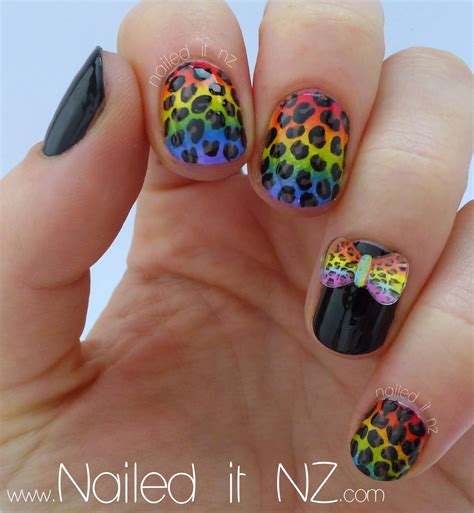 Rainbow leopard-print nails!