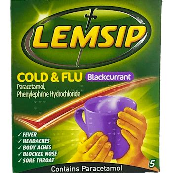 Lemsip Cold & Flu Sachets Blackcurrant 5 Sachets | medino