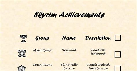 Achievement PDF : skyrim