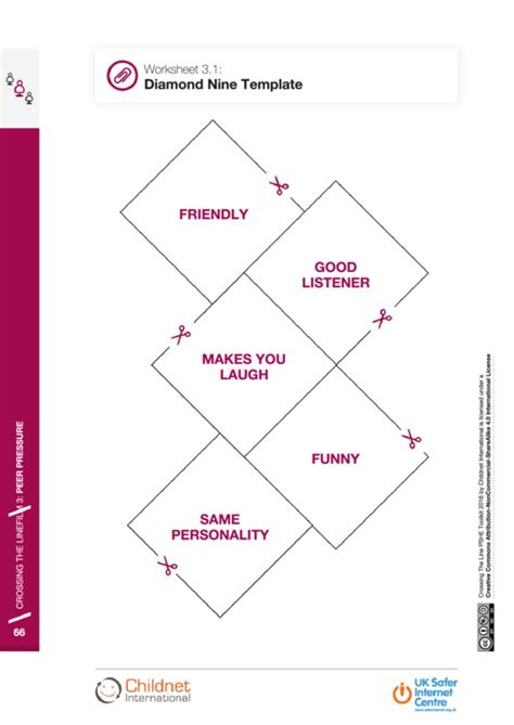 Diamond Nine Template printable pdf download