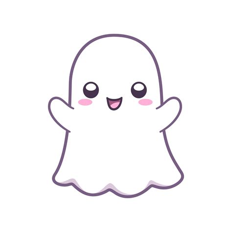 Kawaii cute ghost clipart doodle element. Happy Halloween ghost cartoon vector illustration ...