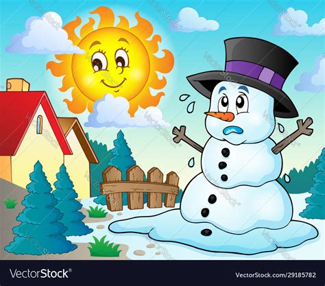 Melting snowman theme image 2 Royalty Free Vector Image