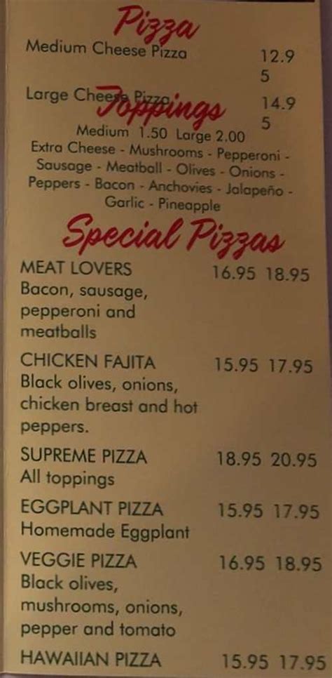 Johnny's Pizza Menu, Lake Placid, NY