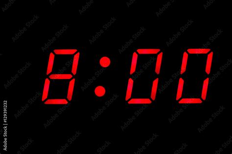 Digital clock display showing 8:00 o'clock Stock Photo | Adobe Stock