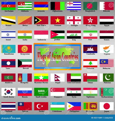 Flags of Asian Countries. stock vector. Illustration of global - 43211689