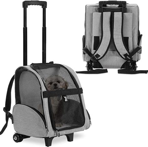 KOPEKS Deluxe Backpack Pet Travel Carrier with Wheels - Heather Gray ...