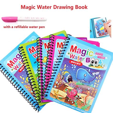 Magic Water Drawing Book Painting Book Coloring Doodle With Magic Pen Drawing Board For Kids ...