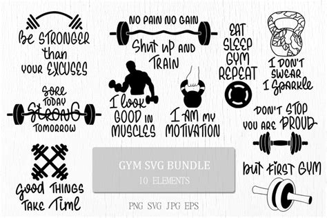 Gym SVG Bundle | Funny Workout quotes | Motivational sayings