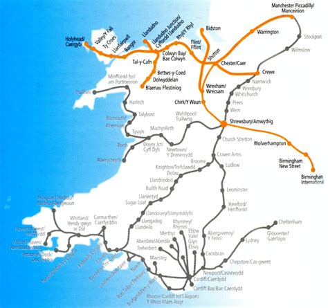 Wales train / rail maps