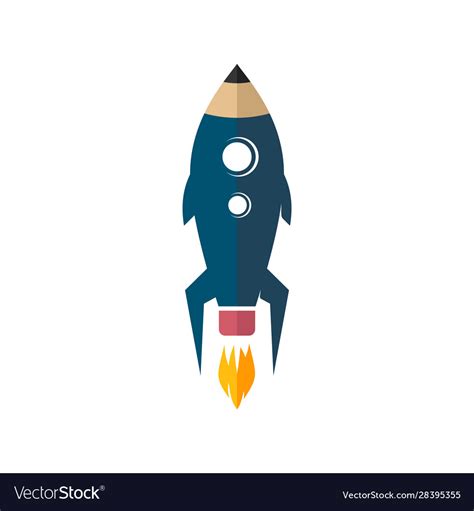 Space rocket ship pencil logo icon sign Royalty Free Vector