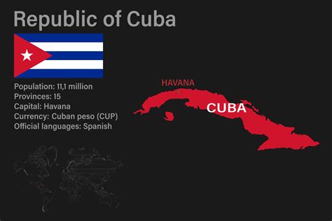 Highly detailed Cuba map with flag, capital and small map of the world 2981252 Vector Art at ...