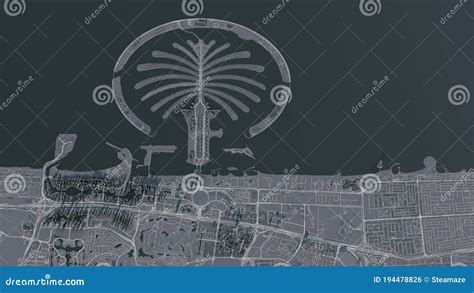 Dubai city 3d map. stock illustration. Illustration of airplane - 194478826