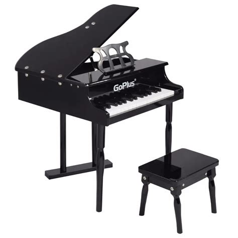 Goplus Children 30 Keys Toy Grand Baby Piano with Kids Bench Wood Black ...