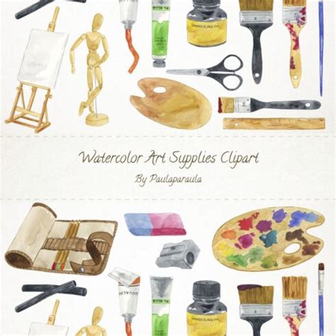 Watercolor Art Supplies Clipart – MasterBundles