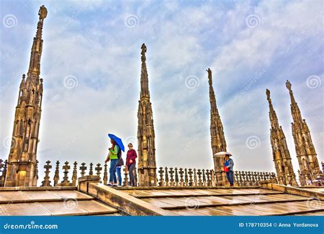 Milan Cathedral Rooftop View on Rainy Day Italy Editorial Stock Image - Image of landscape ...