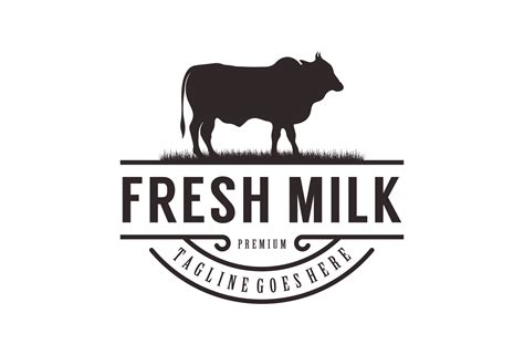 fresh milk logo with healthy cow illustration vector design 10257731 Vector Art at Vecteezy