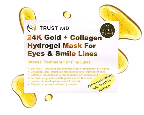 24K Gold + Collagen Hydrogel Mask Treatment For Eyes and Smile Lines ...