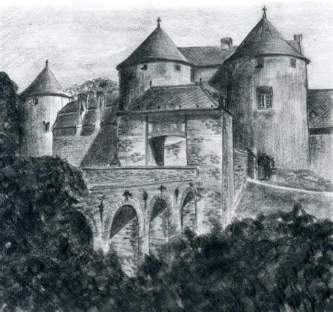 Medieval Castle Drawing Dragon