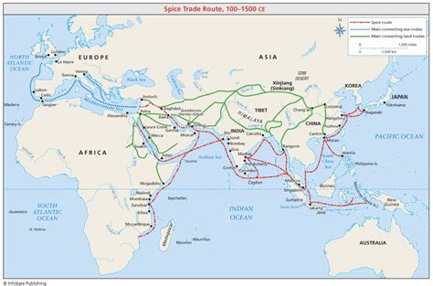 Spice Trade Routes | the Spice Trade Route (100-1500 CE). It is shown that the Spice Trade ...