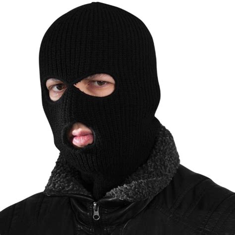 Knit Acrylic Ski Mask / 3-Hole Facemask - Black - BOGO | CHKadels.com | Survival & Camping Gear