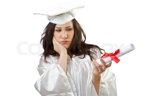 Happy student celebrating graduation on white | Stock image | Colourbox