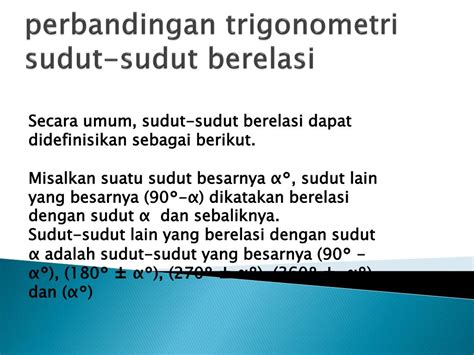 PPT - Perbandingan trigonometri sudut-sudut berelasi PowerPoint Presentation - ID:2255084