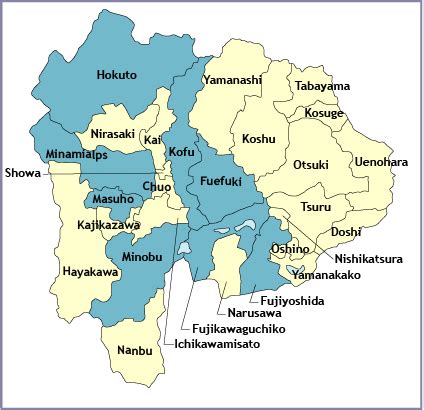 Regions & Cities: Yamanashi Prefecture