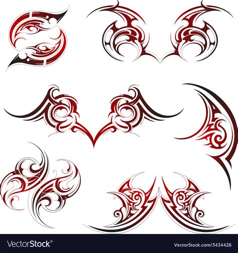 Tribal fire flame tattoo set Royalty Free Vector Image