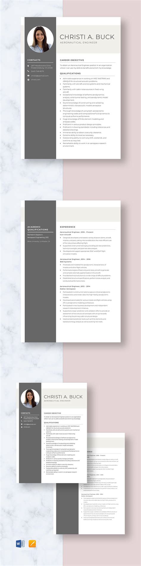 Aeronautical Engineer Resume Template - Word, Apple Pages | Template.net