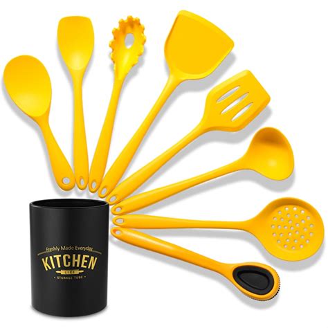 Silicone Kitchenware Set 8Pcs Kitchen Utensils Set Silica Gel Cooking Utensils Set Heat ...