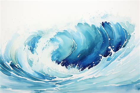 Premium AI Image | Ocean Waves Watercolor