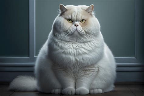 Premium Photo | A fat cat with a large white belly sits in front of a window.