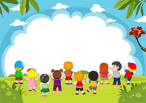 Premium Vector | The children are playing together with the blank background and the good view